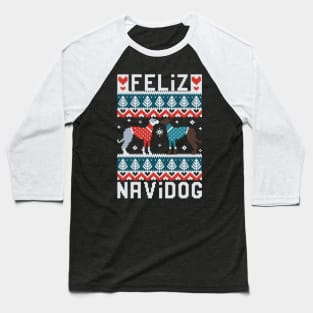 Feliz Navidog witty wordplay fair isle greyhounds // spot // grey background cute dogs dressed with teal and red knitted Christmas ugly sweaters pixel art Baseball T-Shirt